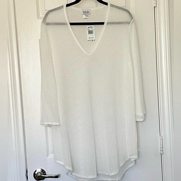 NWT ❤️ Jordan Taylor White V Neck Tunic/ Cover-Up - Picture 3 of 6